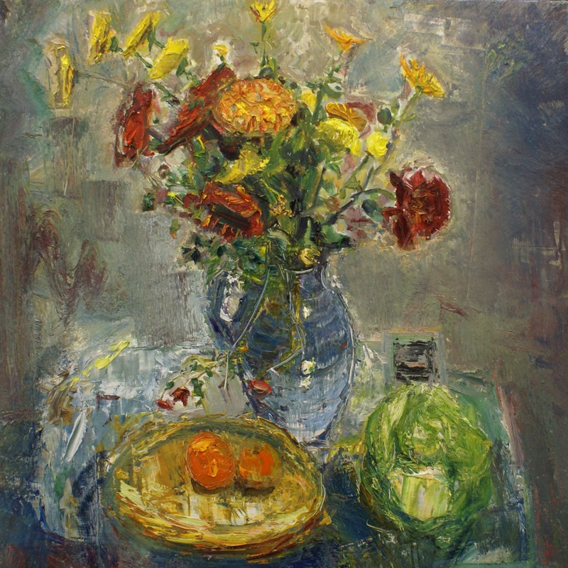 Still life with flowers       oil on board        92x92cms     2011.jpg